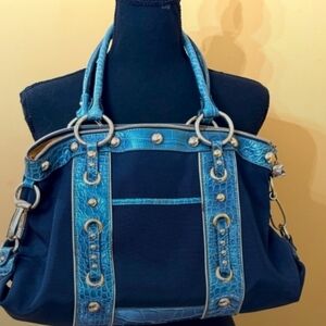 Kathy Van Zeeland Blue and Silver Shoulder Bag **Price Firm